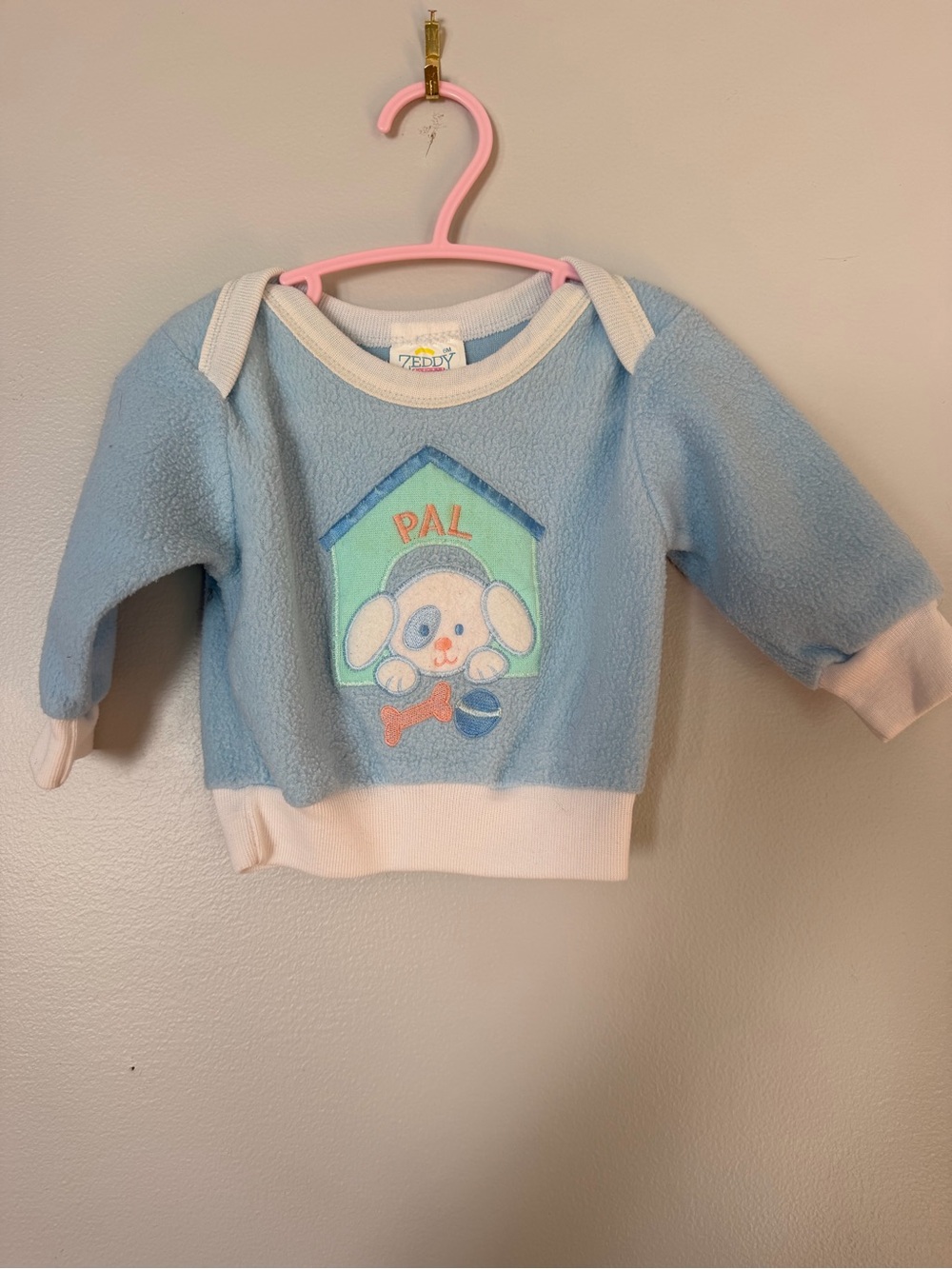 Vintage Blue 'Pal' Puppy Fleece Baby Sweatshirt